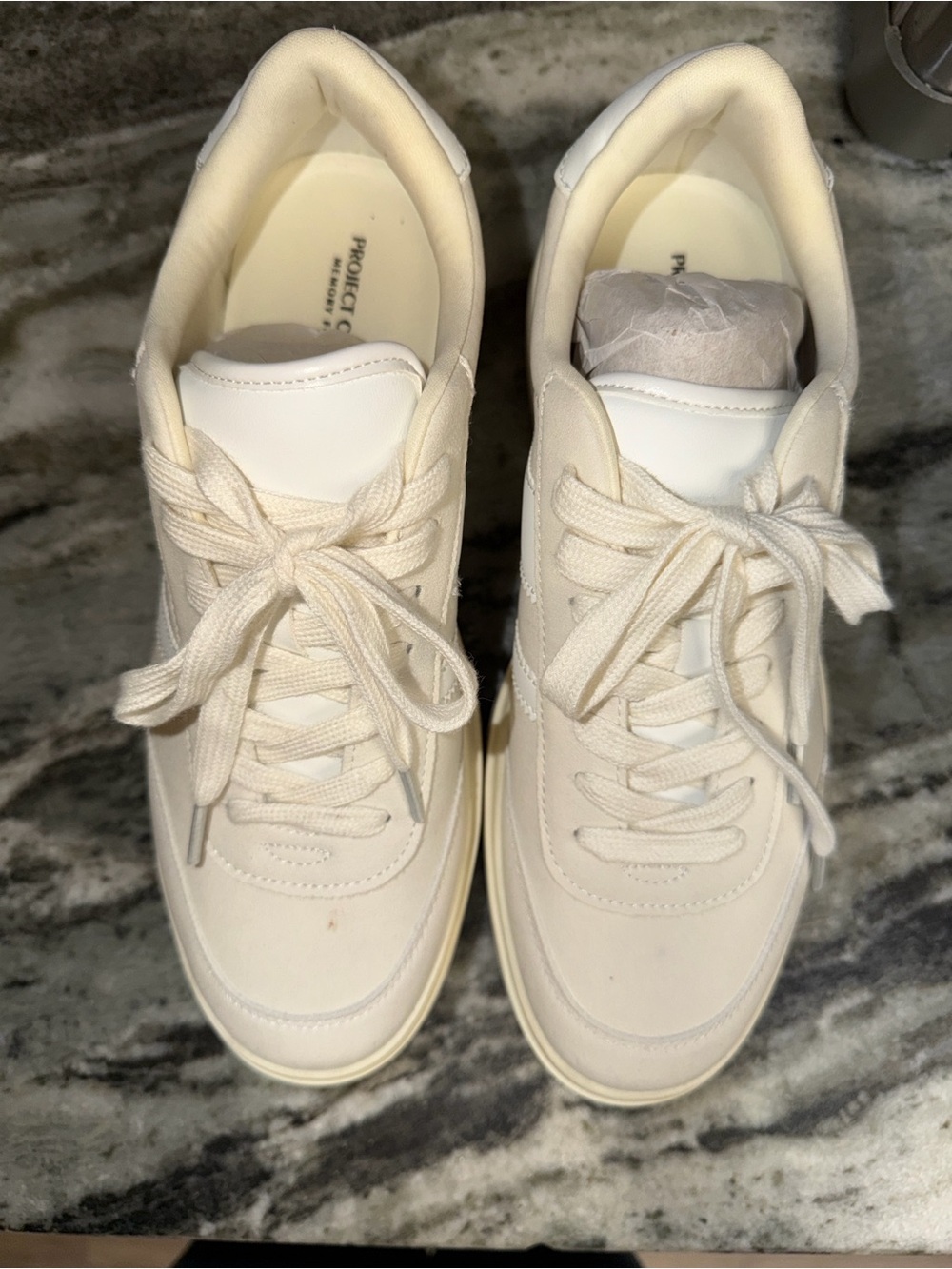 Women's Cream Lace-Up platform Sneakers